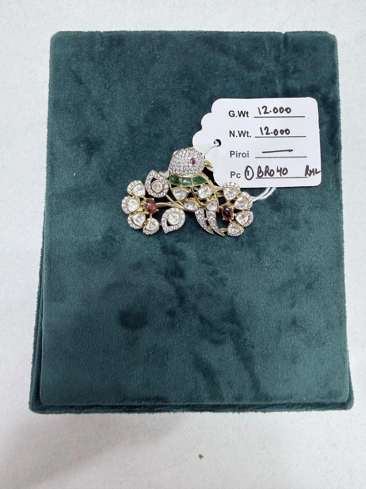 Dhaneesha Select Bird & Floral Polki Brooch