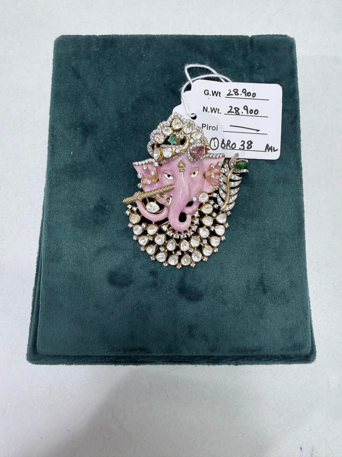 Dhaneesha Select Pink Ganesha Flute Brooch
