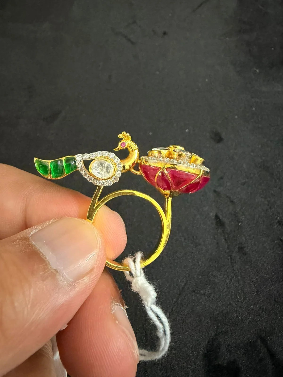 Dhaneesha Select Peacock & Lotus Ring
